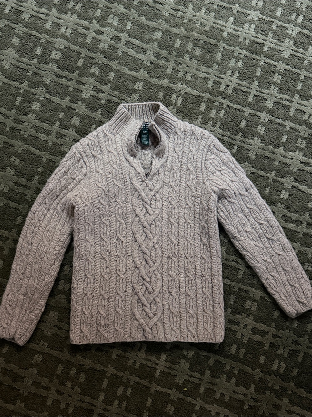 Vintage Women’s Quarter Zip Hand Knit For Ralph Lauren 100% Wool Size Petite